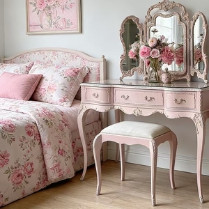 <span class=keywords><strong>Mesa</strong></span> de tocador multifuncional estilo princesa vintage europea para dormitorio, estilo celebridad de internet - Product Image 5