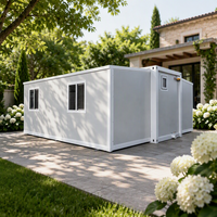 Maison préfabriquée mobile autonome prête à l'emploi à l'énergie solaire, avec salon, cuisine, chambre, extensible, type conteneur