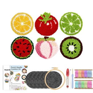 Kit de dessous-de-verre ronds en coton fait main sur le thème des animaux DIY de la marque XIXI - Couture et tissage à la pointe de l'aiguille pour la décoration intérieure - Product Image 3