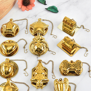 Infuseur à thé en acier inoxydable anti-fuite avec poignée en métal plaqué or écologique, gadget de cuisine, outils à thé - Product Image 4