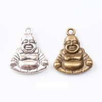 Breloque Bouddha Riant Assis en Alliage de Zinc avec Détail de Robe en Relief pour Accents de Mala Bouddhiste