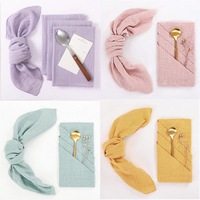 Nappe en tissu de coton uni teint, bord surjeté personnalisé, tissu carré pour la bouche, tissu Zou, nappe de fête de mariage, nappe occidentale