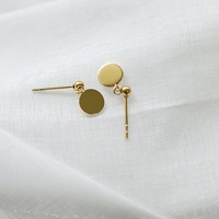 Boucles d'oreilles pendantes en acier inoxydable plaqué or 18 carats, style coréen, avec breloque porte-bonheur gravée, pour filles
