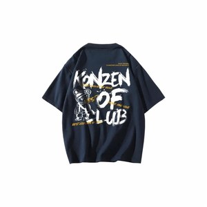 T-shirt KONZEN Space Basic à motif <span class=keywords><strong>petit</strong></span> ours et lettres imprimées, style japonais, col rond, coupe ample, épaules tombantes, en pur coton - Product Image 4