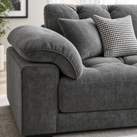 Canapé modulaire italien moderne à assise profonde, sectionnel en tissu capitonné, gris anthracite, mobilier de salon nuageux