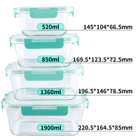 Juego de Recipientes Herméticos de Vidrio para Almacenamiento de Alimentos, Recipientes de Cocina para Almacenamiento de Alimentos