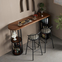 Table de bar commerciale moderne en fer et bois massif, démontable, pour café mural étroit, avec combinaison table haute et chaises décontractées