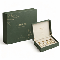 Boîte cadeau de parfum de luxe avec logo personnalisé, boîte d'emballage rigide en carton recyclable en une seule pièce avec insert en mousse pour coffrets cadeaux de parfums