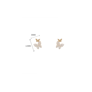 Boucles d'oreilles clous papillon brillantes en argent sterling S925 CANNER, bijoux élégants pour mariage et fête, petites boucles d'oreilles papillon mignonnes, cadeau - Product Image 2