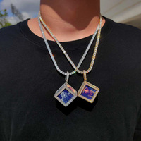 Pendentif personnalisé en diamant à mémoire de forme, collier Photo, famille, Portrait personnalisé, 6 images, bijoux Hip Hop Ice Out colliers