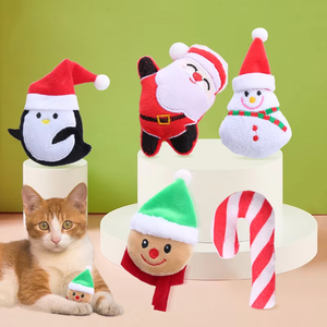 Serie navideña <span class=keywords><strong>Catnip</strong></span> juguetes pequeños de peluche lindo juguete para perros con forma de hueso bordado y función chirriante suministros para mascotas - Product Image 3