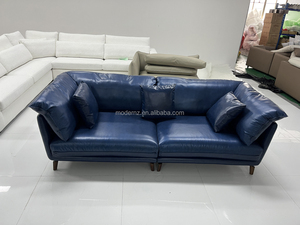 <span class=keywords><strong>Divano</strong></span> Sezionale Moderno di Lusso in Vera Pelle Blu di Alta Gamma, Stile Italiano Europeo, Set 1-2 Posti - Product Image 6