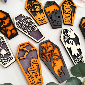 Ataúdes de Madera al por Mayor para Halloween, Juguetes de Ataúd de Gato Negro Cortado con Láser para Halloween, Ataúd de Casa Espeluznante, Decoración de Halloween - Product Image 4