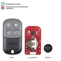 Clé télécommande universelle filaire Xhorse XKXH20EN VVDI noire à 4 boutons de deuxième génération avec fonctions de verrouillage/déverrouillage/klaxon