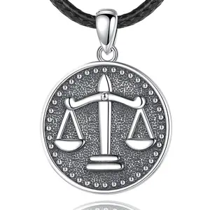 Merryshine 925 Sterling silver law student graduation gift oxidized libra lawyer justice scale pendant necklace