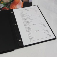 Couverture de menu personnalisée en cuir PU, étui de menu avec insertion d'angle pour restaurant et hôtel