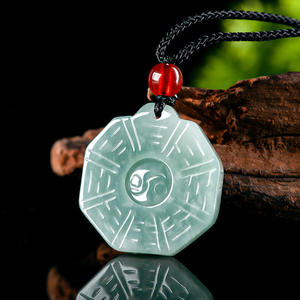 หยกธรรมชาติสีน้ำเงินหยกเจ็ดสี จี้หยกแปดตัวอักษร สำหรับผู้หญิง เครื่องประดับแบบจีน ของขวัญพร้อมใบรับรอง HJ79 - Product Image 2