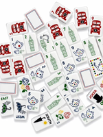 Jeu de Mahjong pliable moderne de Londres, Royaume-Uni, tuiles en acrylique blanc, 160 pièces, design bus à deux étages et Tower Bridge