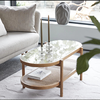 Nordischer Rattan-Couchtisch Massivholz Runde Ecken Modern Maßgefertigt für Wohnzimmermöbel