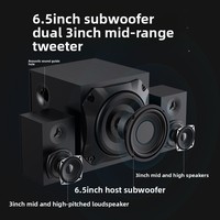 Haut-parleur de bureau en bois pour ordinateur, 21 pouces, avec subwoofer puissant, volume élevé, connectivité USB/AUX/carte TF