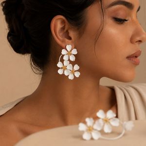 ต่างหูแฟชั่นรูปดอกไม้ขนาดใหญ่สำหรับผู้หญิง สไตล์หรูหรา - Product Image 1