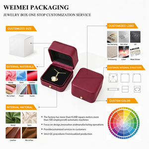 กล่องบรรจุภัณฑ์เครื่องประดับแบบวงกลมมุมโค้งมน ทำจากหนัง PU สีแดงเบอร์กันดี เคลือบด้าน หรูหรา สำหรับสร้อยคอ กำไลข้อมือ  รับผลิตตามสั่งพร้อมโลโก้ WEIMEI ขายส่ง - Product Image 2