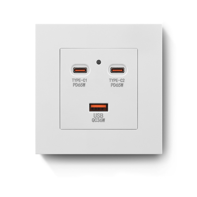 Smart 2-port USB Type A+C Wall Charging Socket, Universal Multi-port USB Wall Socket, Mobile Phone Plug Adapter AC110-240V GaN