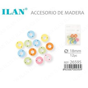 Accessorio circolare in legno Ilan da 18 mm, 12 pezzi, per progetti creativi - Product Image 3