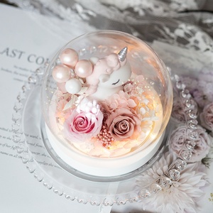 Rose <span class=keywords><strong>éternel</strong></span>le sous cloche en verre, bouquet <span class=keywords><strong>de</strong></span> fleurs séchées, coffret cadeau pour la Saint-Valentin et Noë<span class=keywords><strong>l</strong></span>, pour filles - Product Image 1