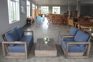 Ensemble de canapés modernes en teck imperméable pour l'extérieur, protection solaire, mobilier de jardin en bois massif pour villa, parc, hôtel, plage, patio, cour - Product Image 3