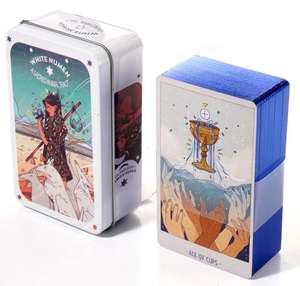 定制蓝色塔罗牌套装金属盒塔罗牌与蓝色箔塔罗牌 - Product Image 1