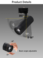 Lampu sorot Led Cob 15w dapat diperbesar, sistem lampu sorot 3 fase 220V komersial
