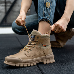 أحذية أمان للعمل في الشتاء أحذية رجالية مضادة للماء في الهواء الطلق دافئة مانعة للإنزلاق أحذية عمل مطاطية قطيفة سميكة - Product Image 2