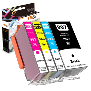 Topjet 907XL 903XL <span class=keywords><strong>903</strong></span> 907 Cartouche d'<span class=keywords><strong>encre</strong></span> couleur compatible Premium pour <span class=keywords><strong>imprimante</strong></span> <span class=keywords><strong>HP</strong></span> HP903 HP907 OfficeJet Pro 6960 6970 6950 - Product Image 1