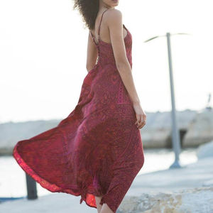 Vestido Informal de Algodón 100% con Estampado Floral Estilo Bohemio Indio para Mujer, Manga 3/4, Ropa de Playa, Caftán, Vestido de Fiesta - Product Image 1