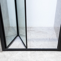 Cabine de douche pliante carrée haut de gamme avec porte pivotante, verre trempé, cadre en alliage d'aluminium brossé, design étanche et moderne