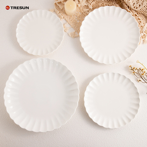 Vaisselle blanche à motif nordique en relief avec bordure florale pour mariage, maison, restaurant, fête - Product Image 2