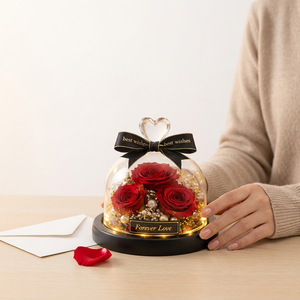 Regalo en Cúpula <span class=keywords><strong>de</strong></span> <span class=keywords><strong>Cristal</strong></span> <span class=keywords><strong>con</strong></span> Luces LED, <span class=keywords><strong>Rosa</strong></span> Eterna Pequeña, Rosas Eternas, Regalo Romántico para Mujeres, Día <span class=keywords><strong>de</strong></span> la Madre, Rosas Preservadas - Product Image 3