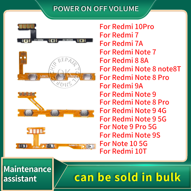 Power ON OFF Switch Flex Cable For Xiaomi Redmi 7 7A 8 8A 9 5G 9A Note 7 8 8T 9 Pro 4G 9s 10T Volume Camera Key Button