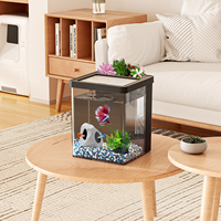 Petit aquarium pour poissons, kit de 1,5 gallon, aquarium pour betta avec pompe à eau silencieuse, filtre, lumière LED, bol à poissons