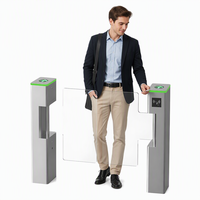 Barrière pivotante de supermarché entièrement automatique, contrôle d'accès biométrique, sécurité en acier inoxydable IP54, anti-pincement bidirectionnel