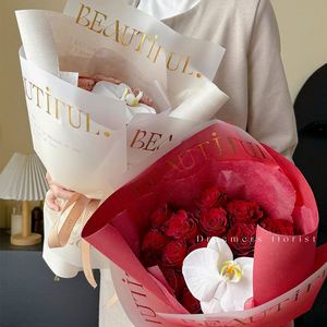 2024 New 10sheet/bag Gold Letter <b>Pattern</b> Printed OPP Plastic Waterproof Flower Wrapping <b>Paper</b> for Florist Wrapper - Product Image 6