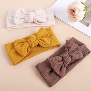 Mùa Thu 2025 Bé Cô Gái Gân Đan Headbands Trẻ Sơ Sinh Toddler Rắn Màu Sắc Hàng Đầu Thắt Nút Bé Turban Headband Và Cung - Product Image 4