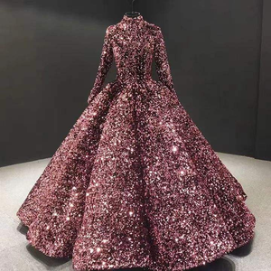 Suministro transfronterizo Vestido de <span class=keywords><strong>novia</strong></span> <span class=keywords><strong>Falda</strong></span> tutú <span class=keywords><strong>Novia</strong></span> Fantasía Bola de lentejuelas Rendimiento Cuello alto Vestido de noche de manga larga - Product Image 1