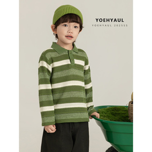 YOEHYAUL N6959 Nouvelle Collection Printemps <span class=keywords><strong>Pull</strong></span> Col Polo Rayé en Maille pour Garçons, Mode Décontractée pour Enfants et Adolescents, <span class=keywords><strong>Pull</strong></span>-over pour Tout-petits - Product Image 1