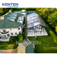Tente Orangerie de Luxe KENTEN, Structure Noire, Parois en Verre, Chapiteau en PVC Transparent 30x40, Tentes Portables Transparentes pour Événements et Pique-niques