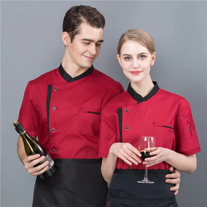 Verano Chef uniforme cocina Hotel café cocina ropa de trabajo camisa de <span class=keywords><strong>manga</strong></span> corta Catering cocinero chaqueta Tops para hombre mujer - Product Image 4