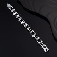 Bracelet chaîne de motard en acier inoxydable avec zircon, bijoux de mode en gros pour hommes et femmes, cadeau quotidien