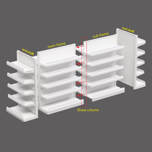 2025 עיצוב חדש מתכתי אור מדפים גונדולה עם מדפי גונדולה תצוגה אחסון עבור קמעונאות - Product Image 3