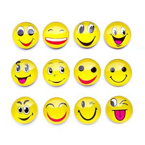 משלוח מהיר תלת ממדי נקי זכוכית עגולה מקרר זכוכית מגנטים פנים שמח סמיילי - Product Image 6